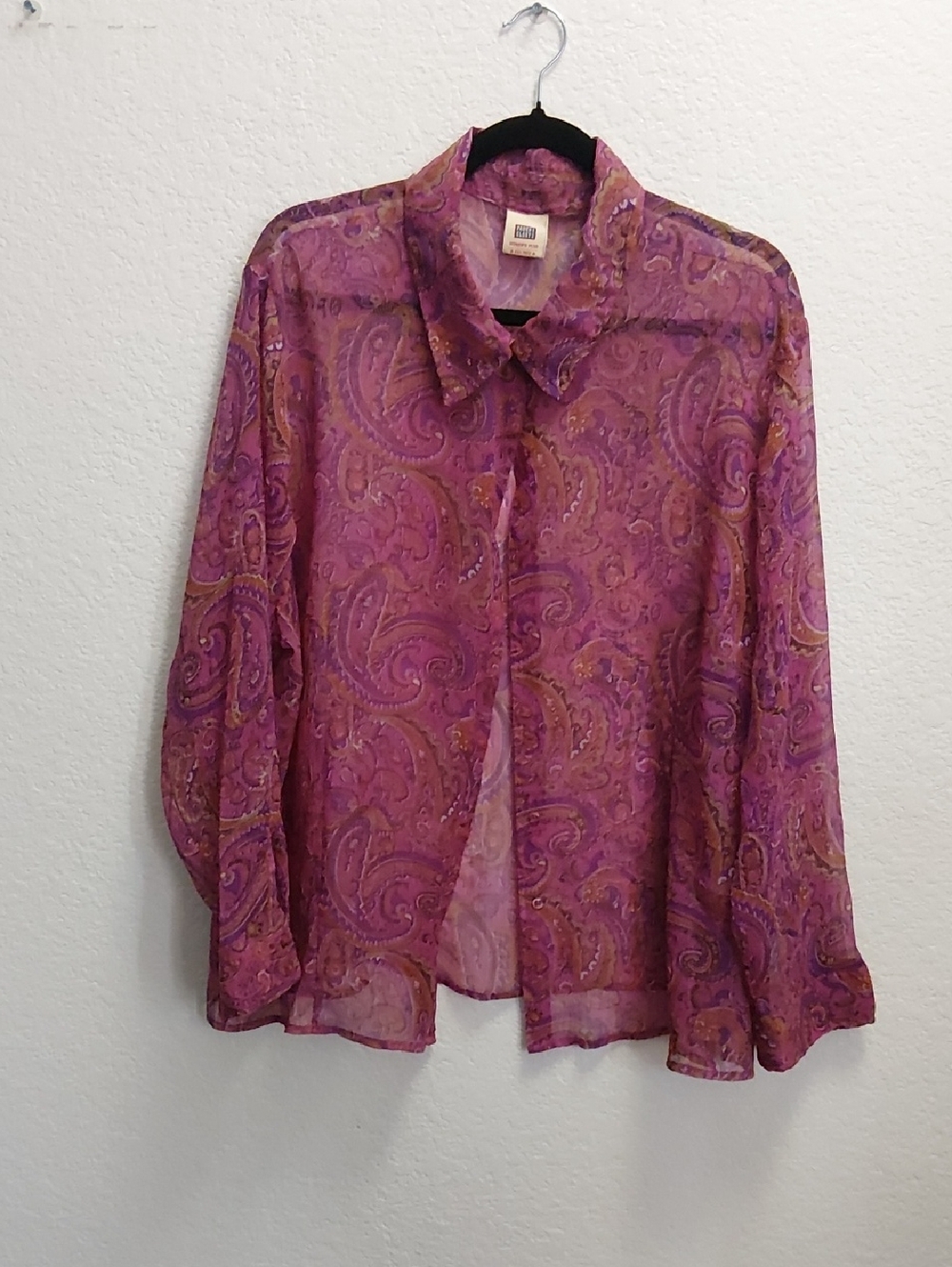 Faded Glory Purple Paisley Button-Down Shirt